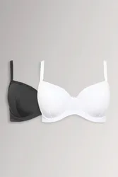 Women's 2 Pack Lace Trim T-Shirt Bras in Black Size: 46G - Black - Size: 46G