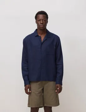 Camisa de hombre 100% lino breeze navy - Blue Banana - FashionsVida