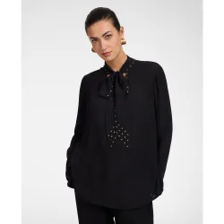 Blusa de mujer de viscosa con lazo ajuste regular