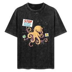 Stop Octopus Farming T-Shirt Plus Size Basic Cotton T-Shirt