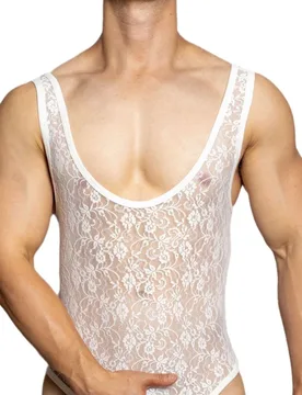 Men's Shaping Bodysuit Fashion Transparent Breathable Mesh Lace Sleeveless Underwear - Aliexpress - FashionsVida