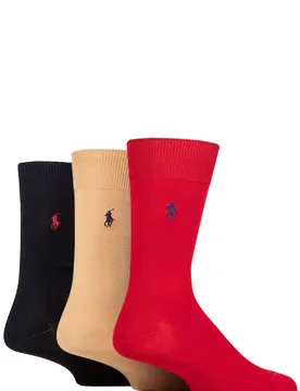 Mens 3 Pair Mercerized Cotton Flat Knit Plain Socks Red / Camel / Navy ÃƒÆ’Ã†â€™ÃƒÂ¢Ã¢â€šÂ¬Ã…Â¡ÃƒÆ’Ã¢â‚¬Å¡? - Ralph Lauren - FashionsVida