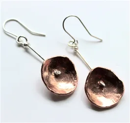 Recycled Nectar Copper and Silver Drop Earrings