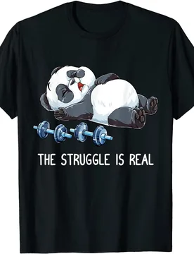 Panda The Struggle Is Real Weightlifting Fitness Gym Funny Summer Cotton O-neck T-Shirt - Aliexpress - FashionsVida