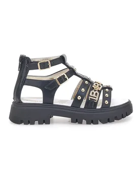 Sandali neri con borchie oro con sottopiede in pelle 96219486 31 - Laura Biagiotti - FashionsVida