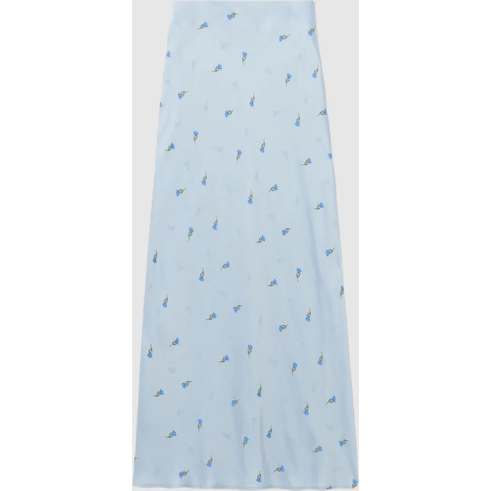 Falda satinada midi con bordado floral - CLAUDIE PIERLOT - FashionsVida