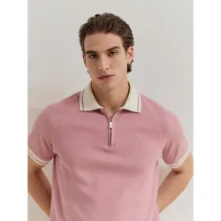 Polo de punto de algodón de hombre con media cremallera