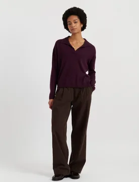Wool Rich Collared Jumper with Cashmere Plum female - Chinti & Parker - FashionsVida