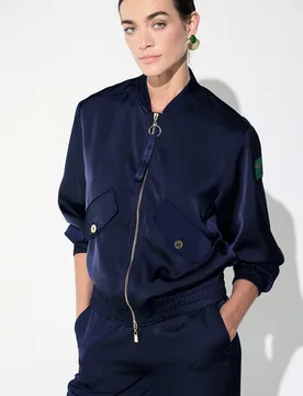 Cazadora bomber de mujer de satén con cremallera - Lola Casademunt - FashionsVida