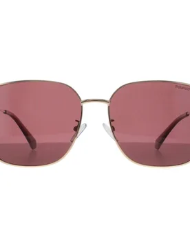 Women's Square Gold Burgundy Violet Polarized PLD 4158/G/S/X Sunglasses - Gold - Size: One Size - Polaroid - FashionsVida