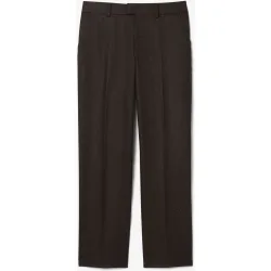 Pantalón de hombre de espiguilla de lana de corte recto en marrón