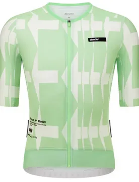 Maglia A Maniche Corte Mads Pedersen Momentum Series Mint Green - Santini - FashionsVida