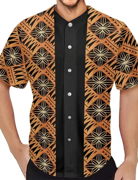 Summer Men Polynesian Tribal Clothing Samoa Hawaiian Fiji Tapa Floral Print Button Breathable Islands Baseball Jersey Shirt - Aliexpress - FashionsVida