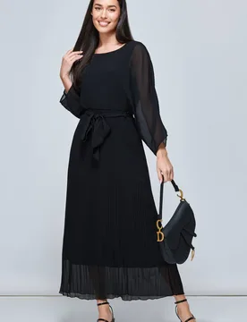 Women's Lilyana Chiffon Pleated Maxi Dress in Black Size: 8 - Black - Size: 8 - Jolie Moi - FashionsVida