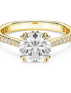 Anello cocktail Stilla, Taglio tondo, Pavé, Bianco, Finitura oro 18K 60 - Swarovski - FashionsVida