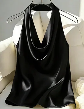Nueva llegada Primavera/Verano Camiseta de mujer ajustada con escote halter y espalda descubierta L - Shein - FashionsVida