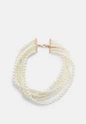 Perlen-Choker Goldfarben OS