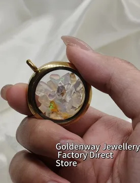 Popular Natural Opal Raw Stone Stainless Steel Glass Gold Locket Rough Gems Charm Titanium Pendant Unisex Anti-rust Jewelry - Aliexpress - FashionsVida
