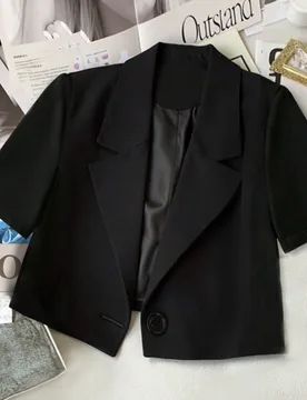 Blazer corto casual para mujer, ropa de oficina, prendas para mujer, blusas para mujer XS - Shein - FashionsVida