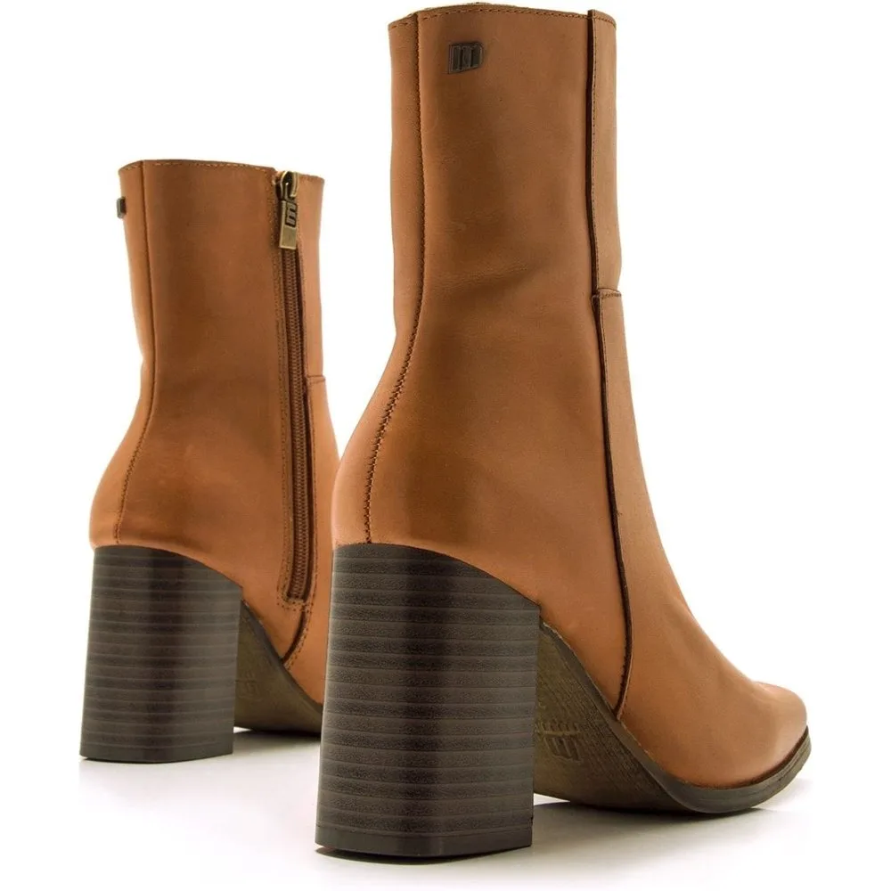 Botines básicos de mujer de tacón en piel - mustang - FashionsVida