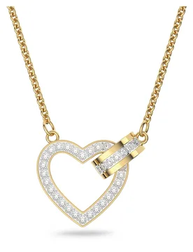 Collana Lovely, Cuore, Bianca, Finitura oro 18K OS - Swarovski - FashionsVida
