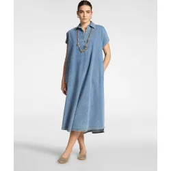 Vestido midi de denim con cinturón