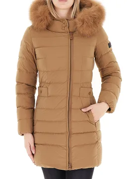 Piumino con cappuccio vera pelliccia MARRONE CHIARO 50 - Peuterey - FashionsVida