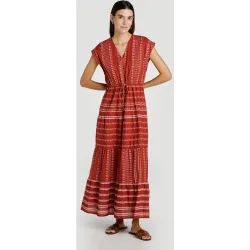 Vestido midi estampado étnico de algodón orgánico