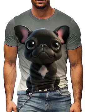 Rock-inspired Men's Dog 3D Printed Short-sleeved T-shirts, Soft and Comfortable, Perfect for Students with a Loose Fit - Aliexpress - FashionsVida