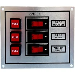 Aluminium 3 Switches Panel With Fuse Holders 15a 12v Silver 90 x 115 mm unisex