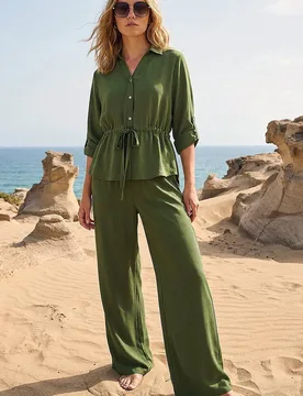 Women's Safari Tie Front Jacket in Khaki Size: 12 - Khaki - Size: 12 - Roman - FashionsVida