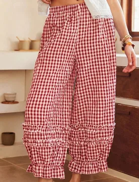 Pantalones holgados de algodón con estampado de estilo bohemio, pantalones de pijama para mujer L - Shein - FashionsVida