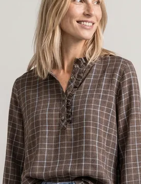 Langarm Bluse mit Rüschendetails female Braun - Street One - FashionsVida