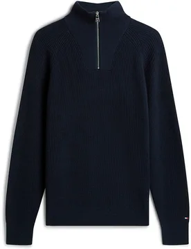 Jersey de hombre de canalé con cierre de media cremallera tallas grandes - Tommy Hilfiger - FashionsVida