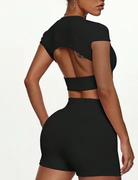 Conjunto deportivo de primavera/verano para mujer, conjunto de yoga, ropa de fitness, ropa deportiva casual, ropa de estar en casa, amigable con la pi - Shein - FashionsVida