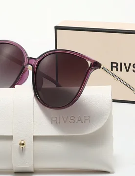 Gafas de sol de mujer con montura de ojo de gato redonda y cristales de rhinestone polarizados, hechas de material TAC, ligeras y duraderas, adecuadas - Shein - FashionsVida