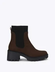 Suede Block Heel Round Toe Ankle Boots Brown female