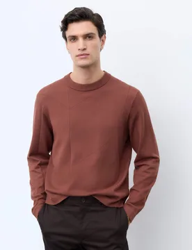 Oversized Crew Neck Knitted Jumper Chestnut male - Autograph - FashionsVida