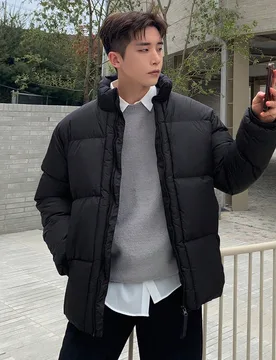 Chaqueta acolchada con cremallera para hombre para el invierno S - Shein - FashionsVida