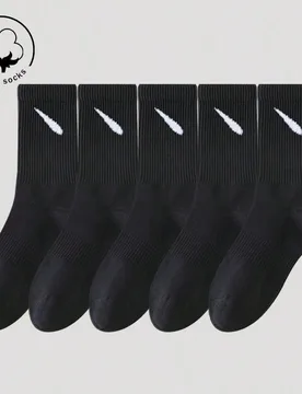 Pares de calcetines de algodón hasta la pantorrilla para hombre, calcetines largos adecuados para deportes/negocios, blanco/negro enviados al azar, u - Shein - FashionsVida