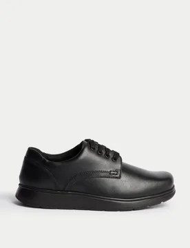 Kids' Leather School Shoes (13 Small - 9 Large) Black male - M&S - FashionsVida