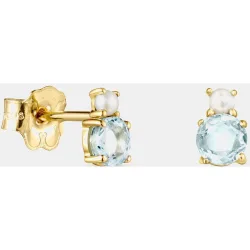 Pendientes mini ivette de oro con topacio y perla