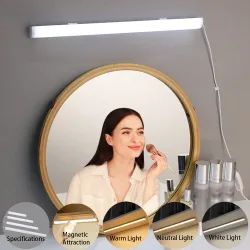 Pieza Tira de luz LED blanca con interruptor, luz de espejo de maquillaje, luz de tocador, luz de espejo, luz de armario, luz de pasillo de escalera,