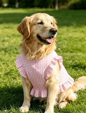 Pieza Vestido floral a cuadros para perro grande, vestido floral rosa lindo para Golden Retriever, Samoyedo, Labrador y otras razas de perros grandes - Shein - FashionsVida