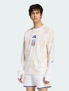 Felpa da riscaldamento pre-partita Home Italia 26 S White / Hazy Beige - Adidas - FashionsVida