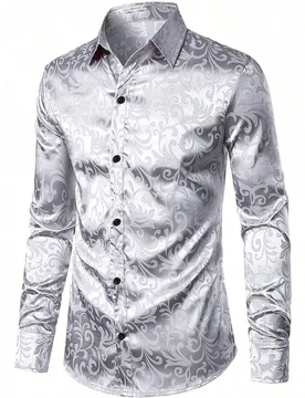 Camisa de manga larga elegante de jacquard para hombre, para primavera/otoño, para el otoño XXL - Shein - FashionsVida