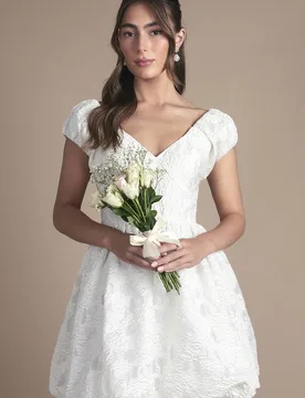 Women's Sweetheart Textured Bridal Mini Dress in Ivory Size: 10 - Ivory - Size: 10 - OASIS - FashionsVida