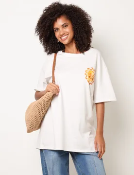 Short Sleeve Back Print T-Shirt - ONE / WHITE - female - Blue Vanilla - FashionsVida