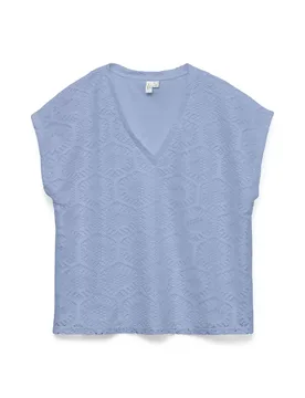 VMIRIS CROCHET V-NECK T-SHIRT JRS B female - XS - FashionsVida