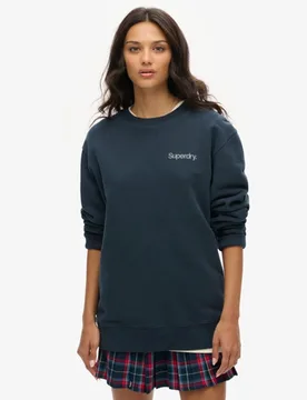 Superdry Damen Lässiges OverGrößed Core Logo City Rundhalssweatshirt Blau - Größe: XL - 79.99 - FashionsVida